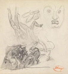 Étude de composition de figure 21 avec un visage